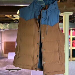 Women’s Blue and Brown Reversible Puffer Vest